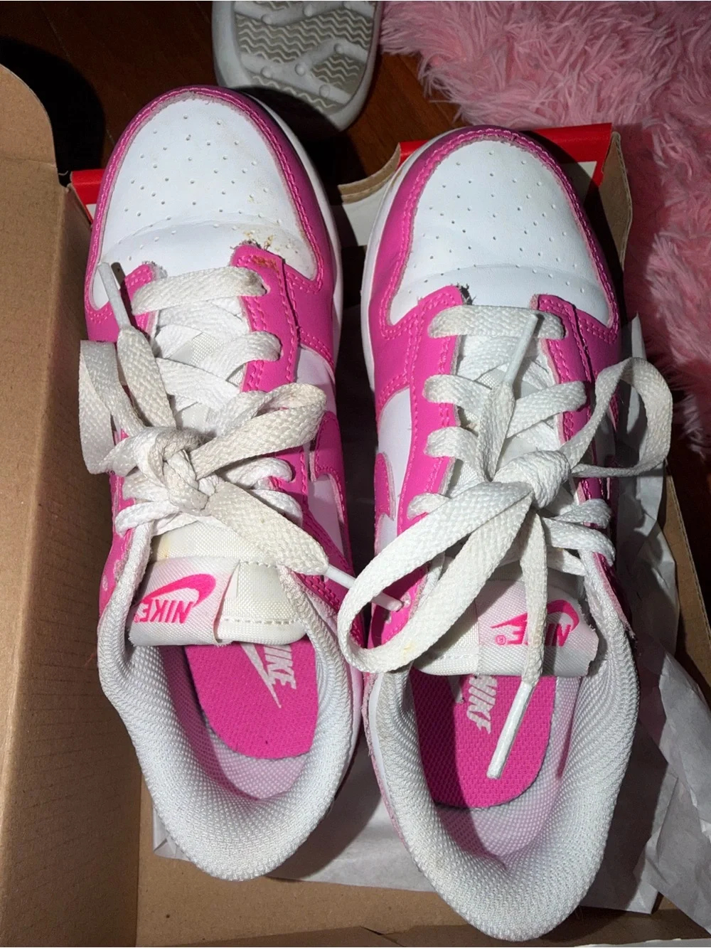 Nike Kids Pink and White Low-Top Sneakers
